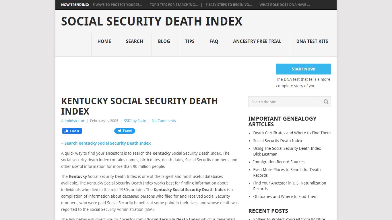 Kentucky Social Security Death Index