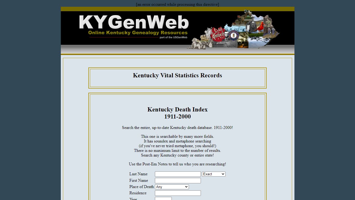 KYGenWeb Project - Online Kentucky Genealogy Resources